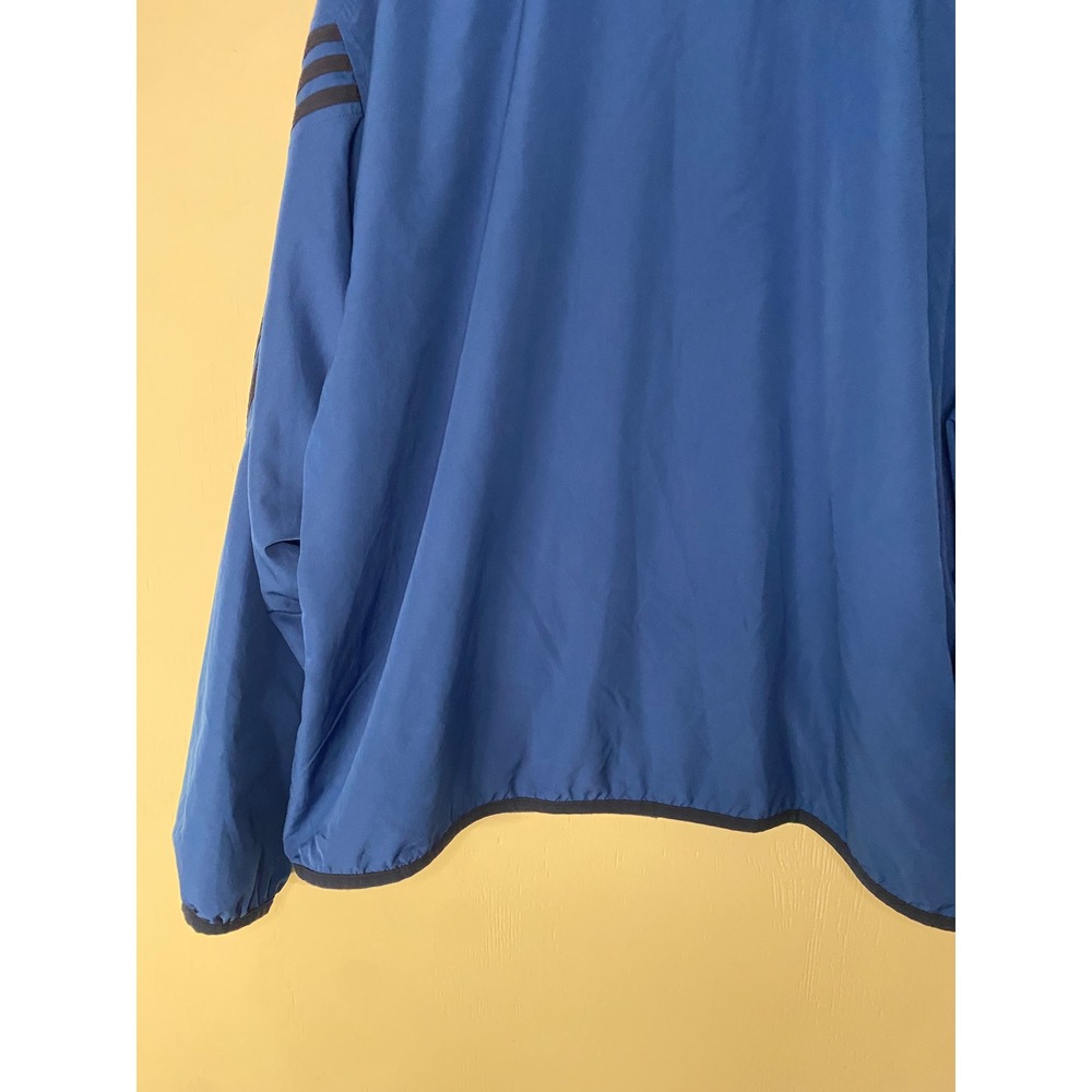 Adidas Mens 3XL Windbreaker Jacket Blue Full Zip Mesh Lined 3 Stripe Track Coat - Picture 12 of 16